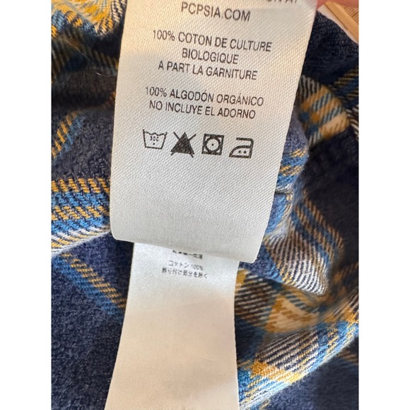 Patagonia Men's Organic Cotton Plaid Flannel Shirt XL Blue Yellow Workwear - Picture 13 of 13